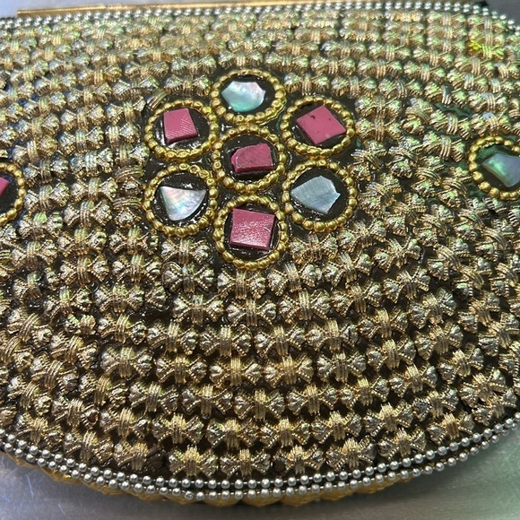 handcrafted RAMLA Beverly Hills Metal mosaic removable gold strap shoulder bag - Picture 10 of 11